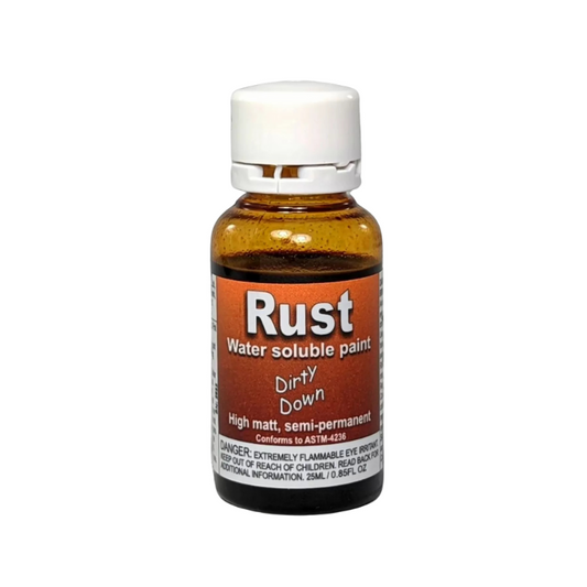 Dirty Down Rust Effect 25ml bottle showcasing realistic rust effect paint for miniatures and models.