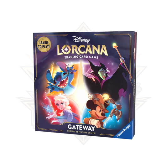 Disney Lorcana Gateway set with deck, foil card, and playmat