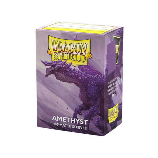 Dragon Shield Amethyst Sleeves – 100-count pack of standard-sized card sleeves with textured matte finish.