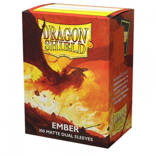Dragon Shield Matte Dual Ember sleeves AT-15054 orange black interior 100ct standard size TCG card sleeves Alaric Revolution Kindler
