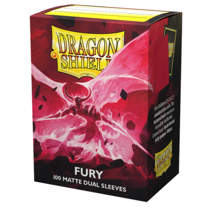 Dragon Shield Matte Dual Fury sleeves AT-15055 fuchsia black interior 100ct standard size TCG card sleeves Alaric Crimson King