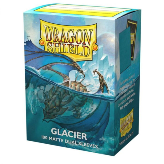Dragon Shield Matte Dual Sleeves Glacier Miniom 100ct standard size icy blue 63x88mm black interior PVC-free archival safe - Hobby Collectors Australia