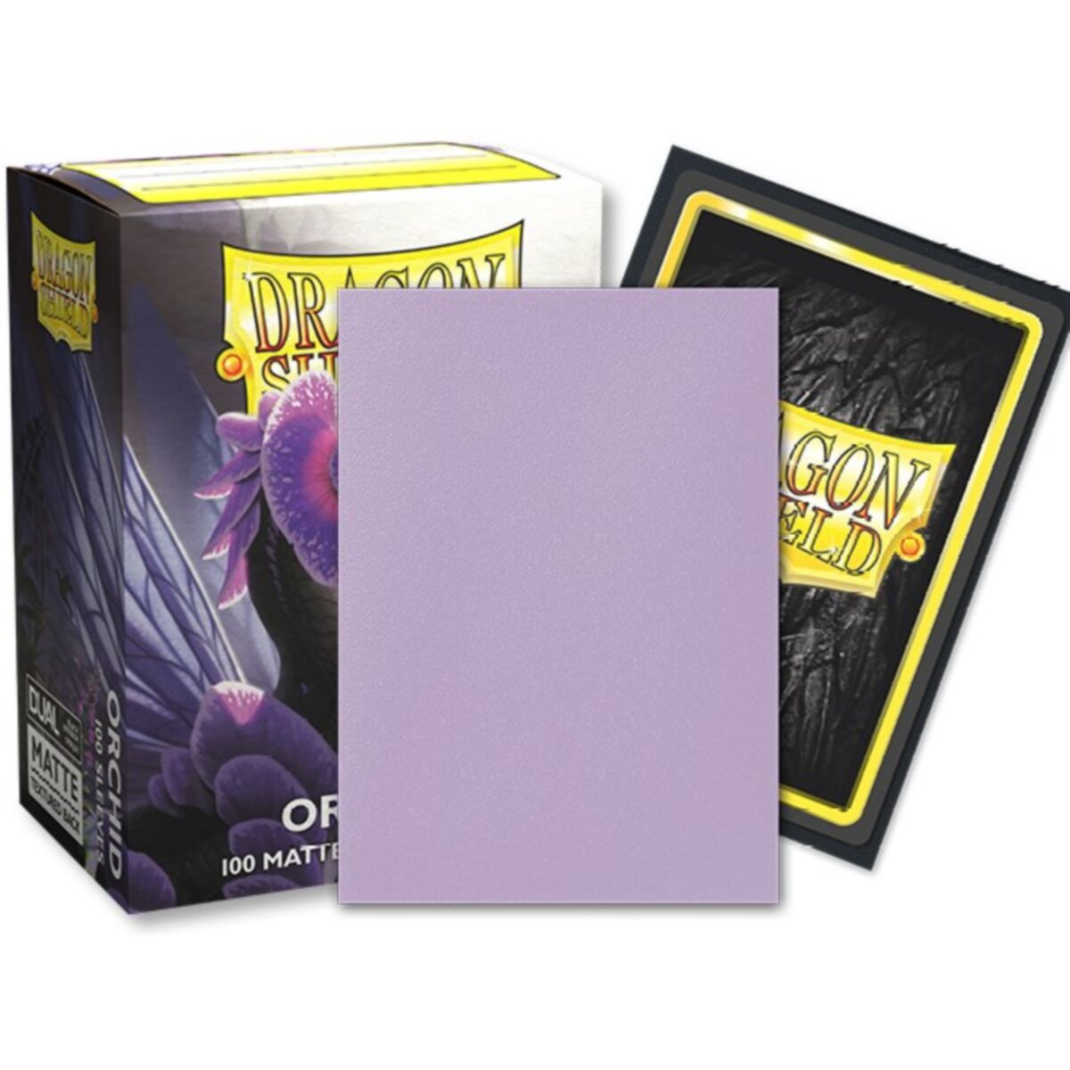 Dragon Shield Matte Dual Orchid (Emme) 100ct sleeve box featuring purple and black branding.