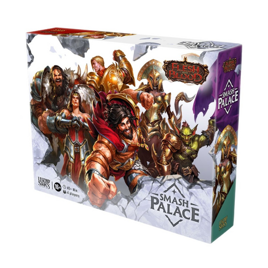 Flesh and Blood TCG Smash Palace multiplayer box set featuring booster packs, event deck, arenas, and tokens for multiplayer battles.