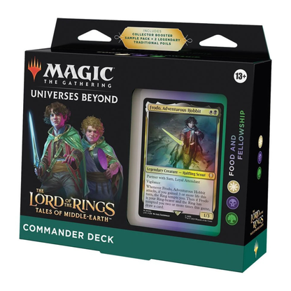 Packaging for the four individual decks: Riders of Rohan, Food and Fellowship, Elven Council, and The Hosts of Mordor.