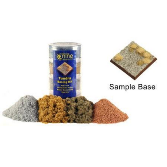 Gale Force Nine: Tundra Basing Kit — Ash Flock, Straw Static Grass, Winter Static Grass & Fine Grit | GFS904