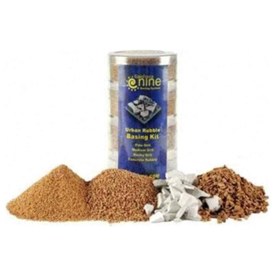 Gale Force Nine: Urban Rubble Basing Kit — Fine, Medium & Rocky Basing Grit + Concrete Rubble Mix | GFS905