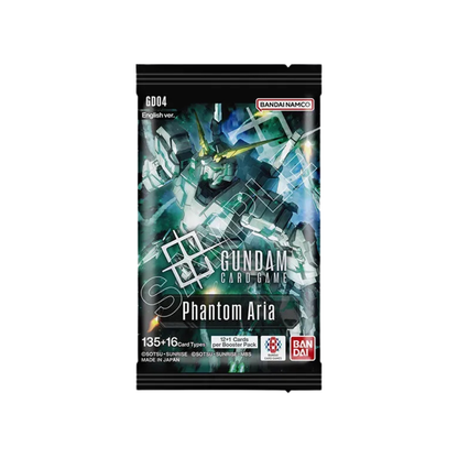 The Gundam Card Game Phantom Aria [GD04] Booster Display box featuring artwork from Mobile Suit Victory Gundam and Turn A Gundam.