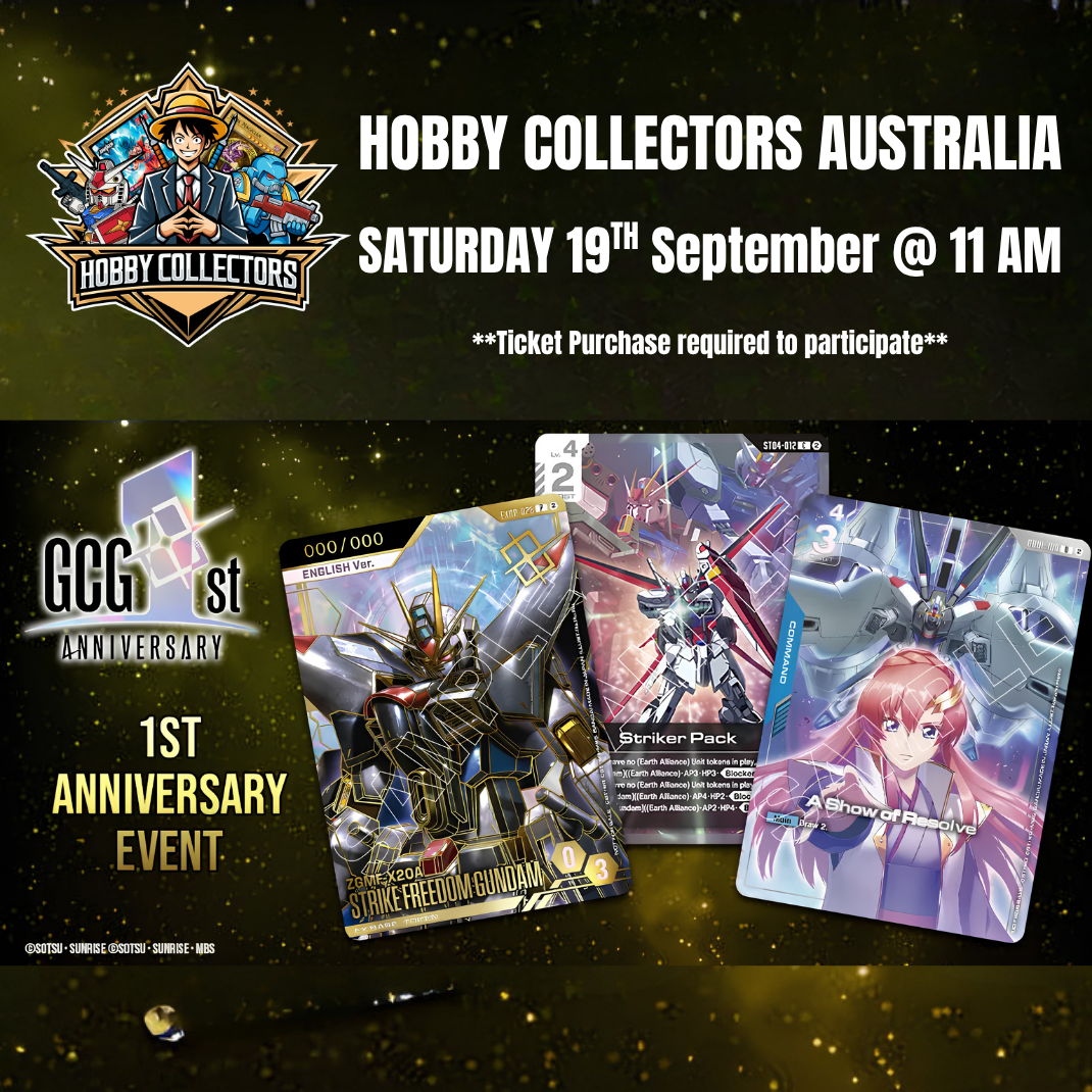 Gundam Card Game 1st Anniversary Event ticket at Hobby Collectors Australia new location 20 Ware St Fairfield NSW September 2026