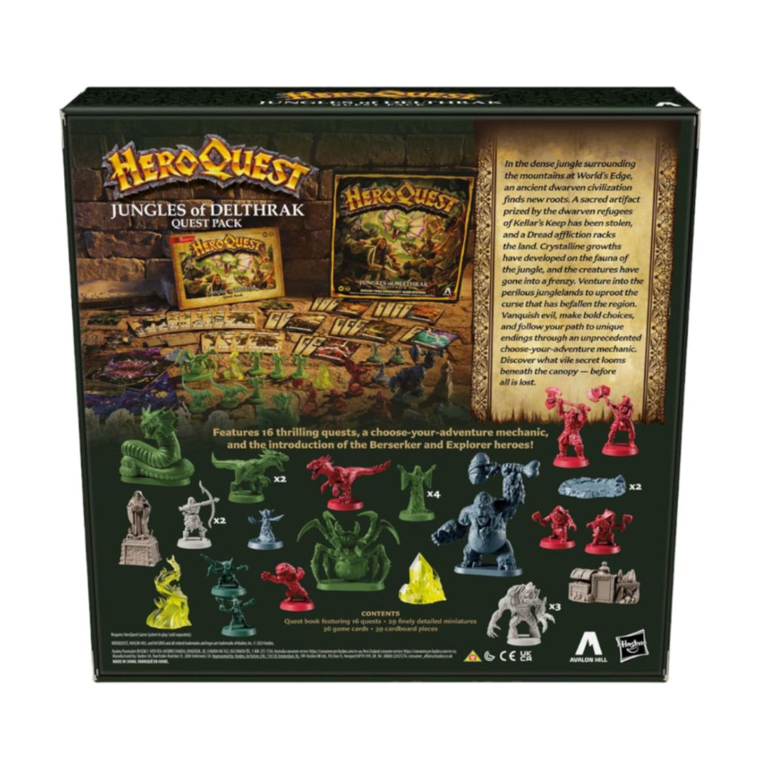 HeroQuest Jungles of Delthrak expansion components and miniatures