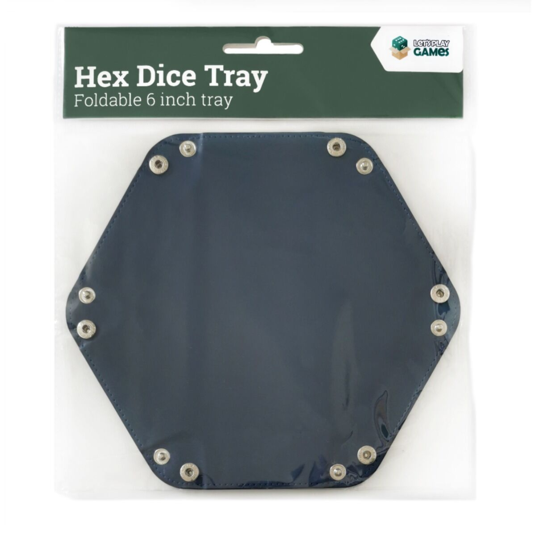 LPG Essentials: Hex Dice Tray 6" — Foldable Leather Dice Tray | Black, White, Blue, Red & Green