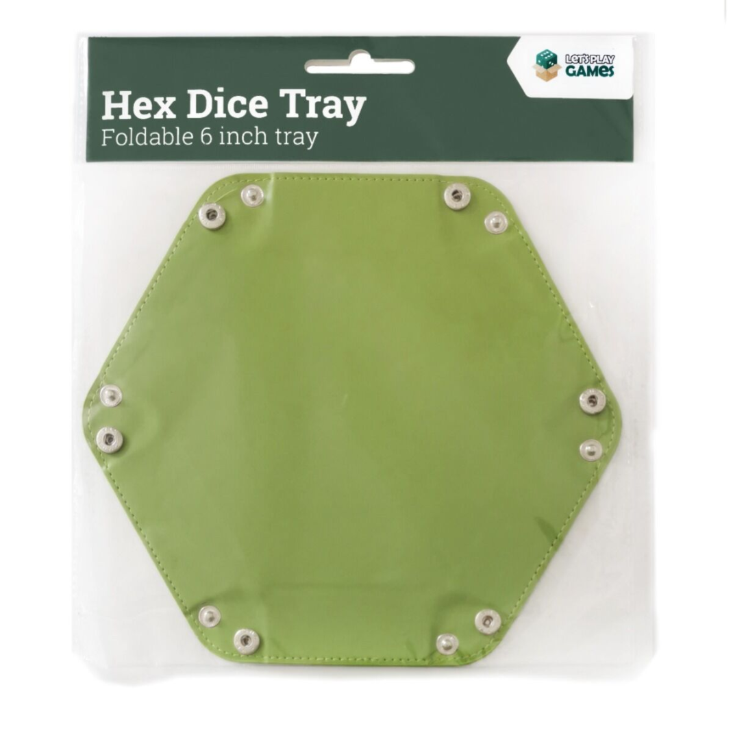LPG Essentials: Hex Dice Tray 6" — Foldable Leather Dice Tray | Black, White, Blue, Red & Green