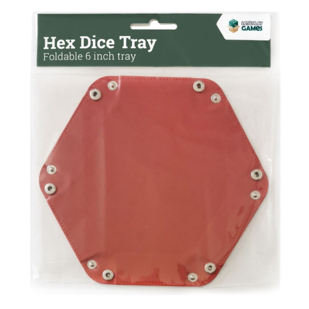 LPG Essentials: Hex Dice Tray 6" — Foldable Leather Dice Tray | Black, White, Blue, Red & Green