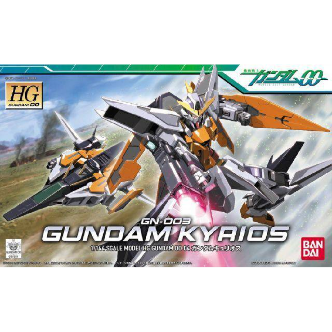 Bandai HG 1/144 04 GN-003 Gundam Kyrios transforming Gunpla model kit MS Mode Flight Mode GN Beam Submachine Gun shield claw Gundam 00