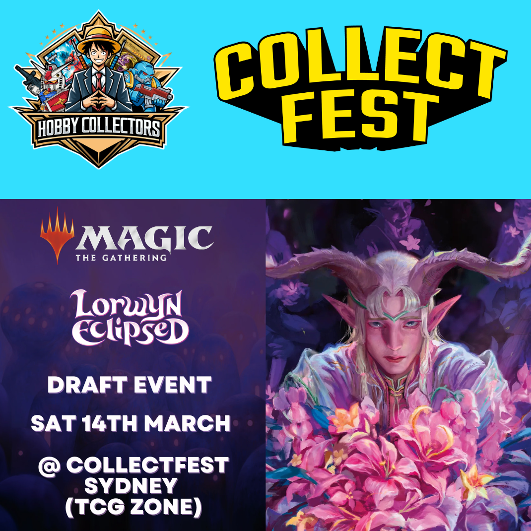 Magic: The Gathering Lorwyn Eclipsed Draft event banner – CollectFest Sydney 2026, TCG Zone by Hobby Collectors Australia