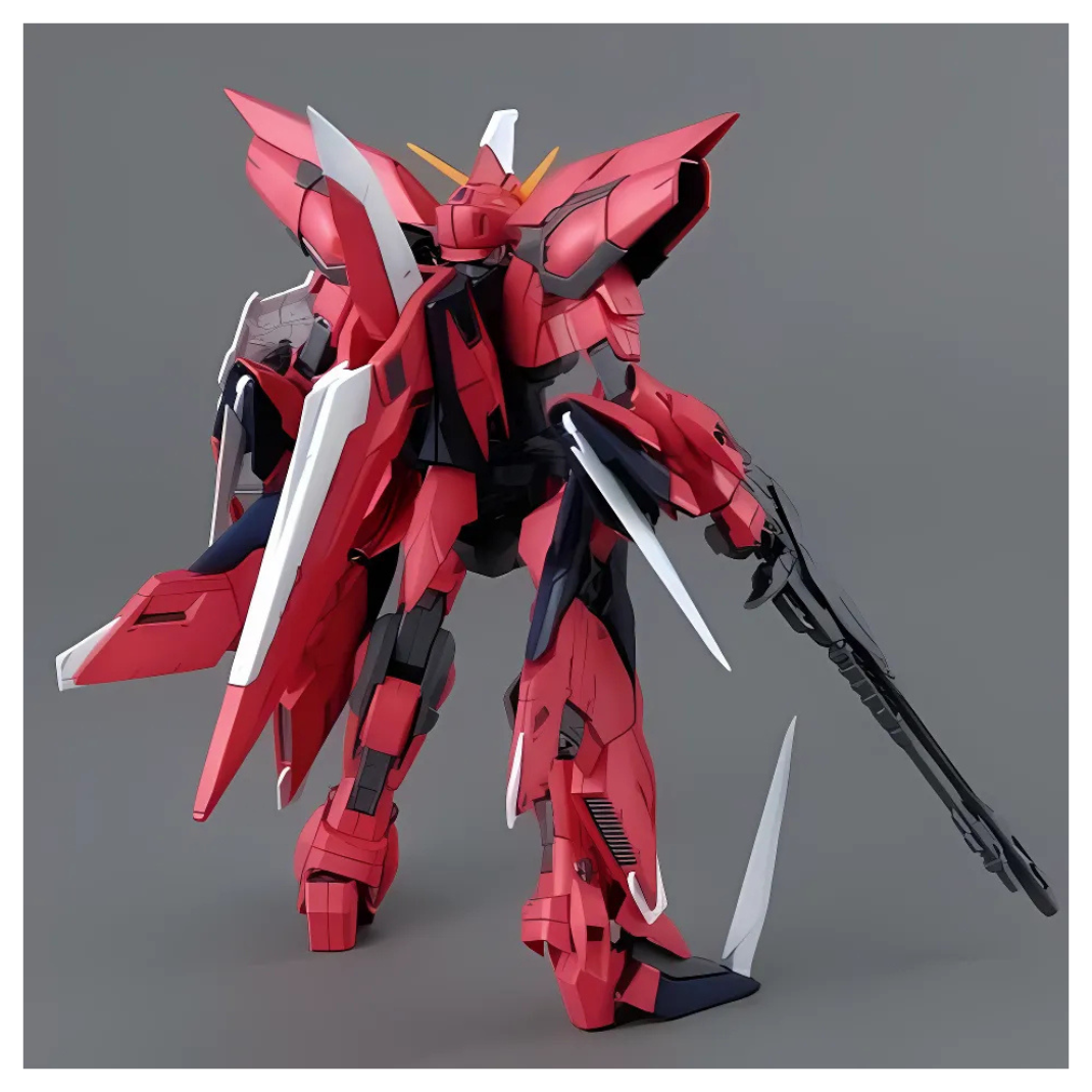 Bandai MG 1/100 Aegis Gundam model kit fully built in Mobile Suit mode with beam rifle drawn