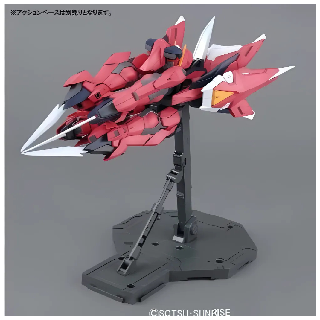 Bandai MG 1/100 Aegis Gundam model kit fully built in Mobile Suit mode with beam rifle drawn
