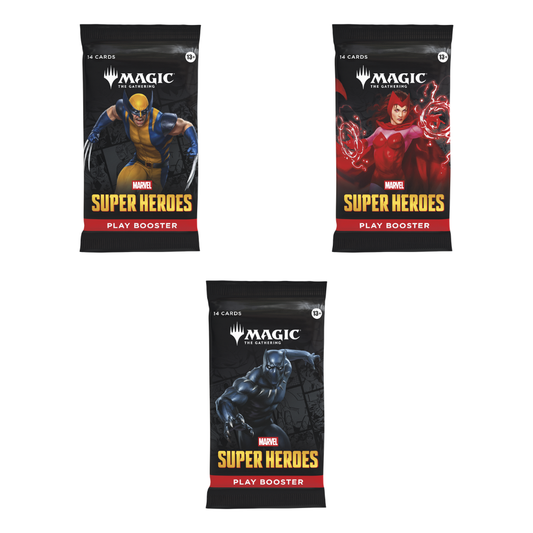 Magic The Gathering Marvel Super Heroes Play Booster Pack single 14 cards Universes Beyond 1-4 Rares foil guaranteed pre-order - Hobby Collectors Australia