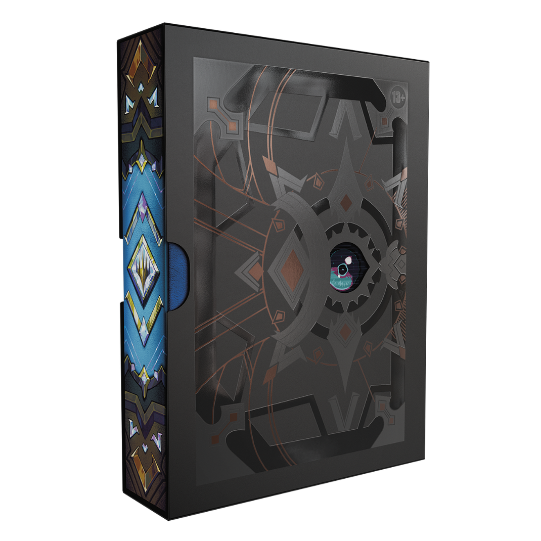 Magic: The Gathering Secrets of Strixhaven Codex Bundle box with 8 booster packs, foil lands, and a specialized spindown die.