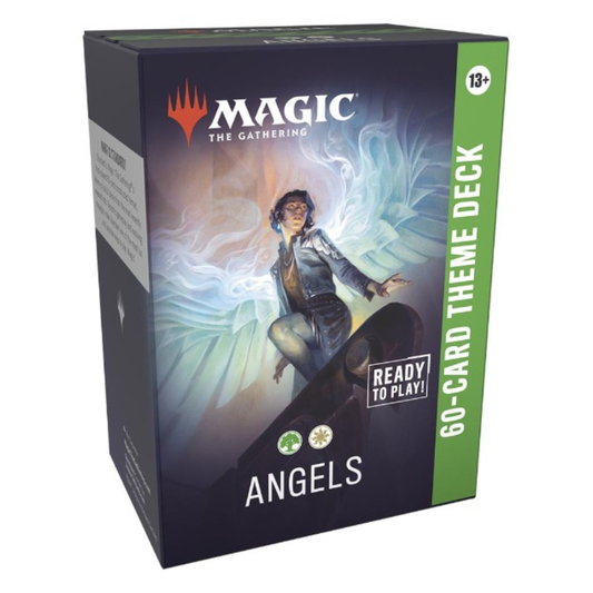 The Magic: The Gathering Lorwyn Eclipsed Angels Theme Deck box, featuring ethereal angelic warriors descending from the Lorwyn sky.
