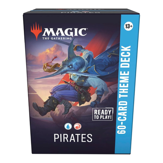 The Magic: The Gathering Lorwyn Eclipsed Pirates Theme Deck box, featuring Captain Howler leading a crew of pirates onto a coastal battlefield.