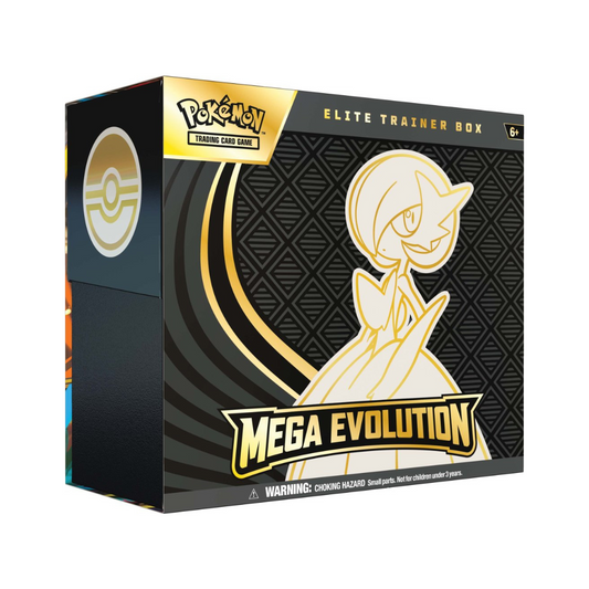 Pokémon Elite Trainer Box with Mega Evolution design on a white background