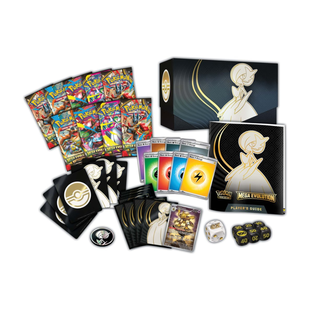 Pokémon Mega Evolution ETB with booster packs and accessories