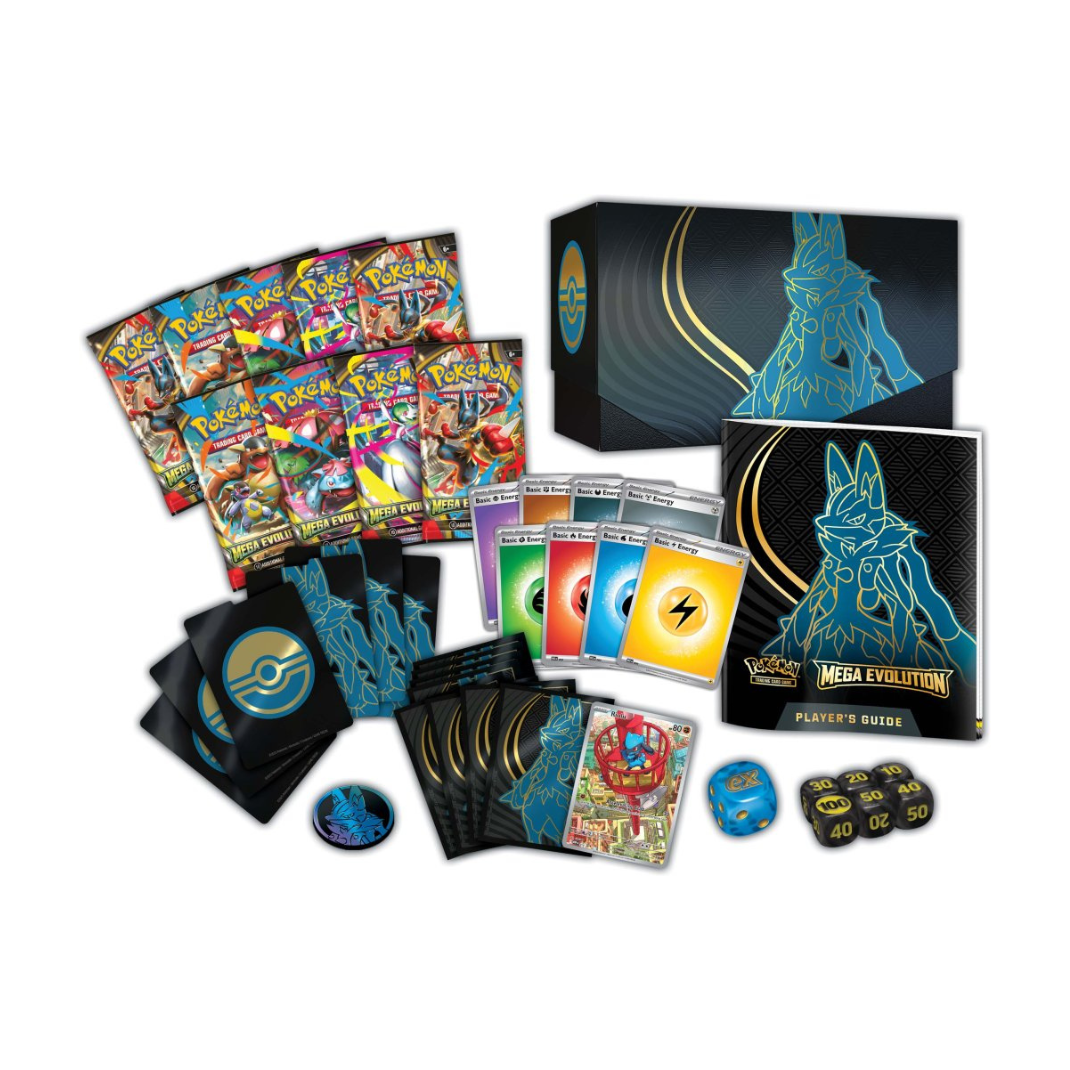 Pokémon Mega Evolution ETB with booster packs and accessories
