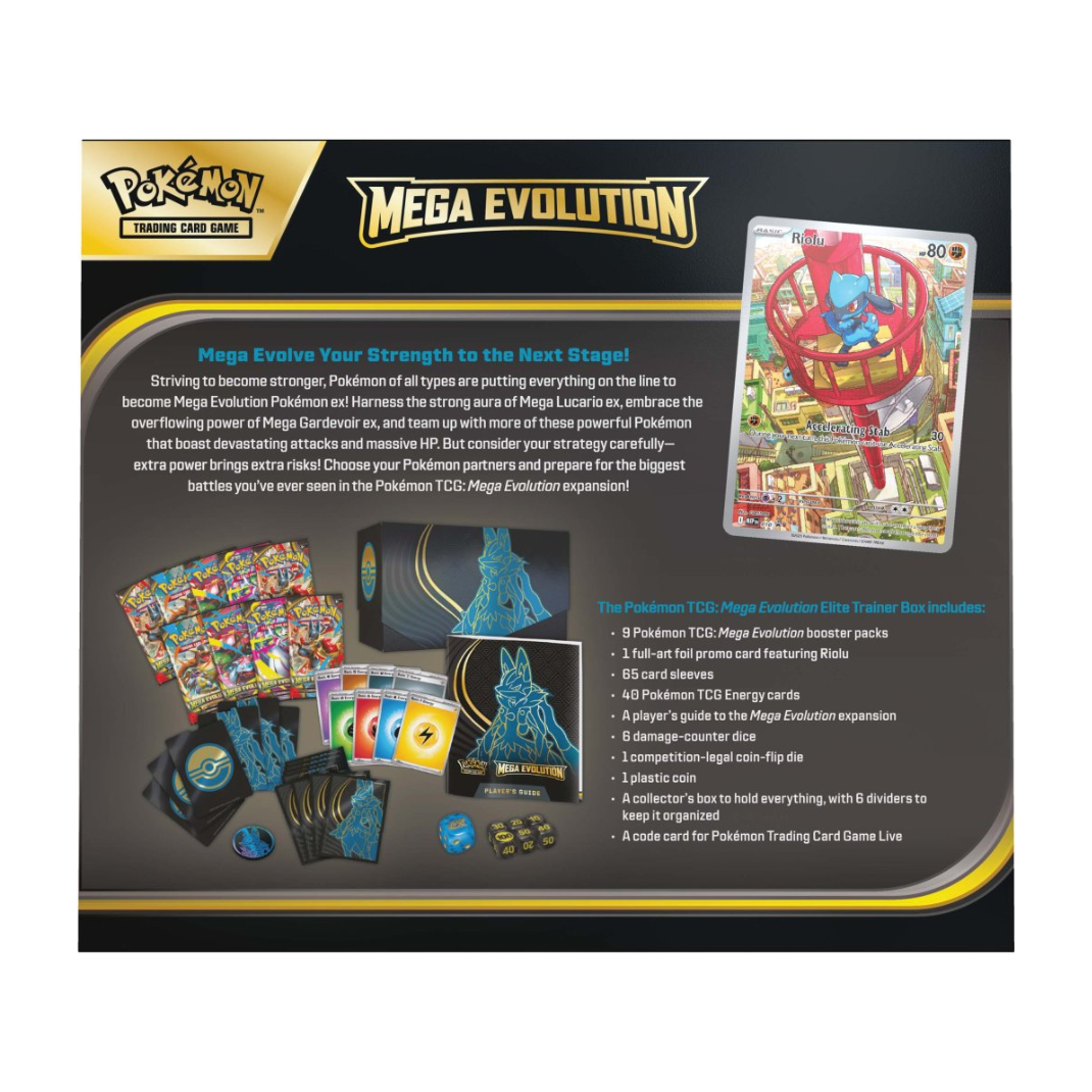 Pokémon Mega Evolution ETB with booster packs and accessories