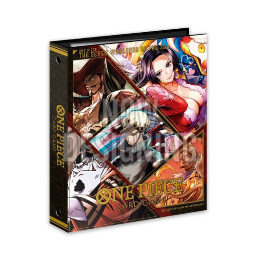 One Piece Card Game 9-Pocket Binder Set featuring the Seven Warlords of the Sea artwork.