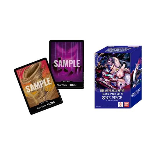 The One Piece Card Game Double Pack Set Vol. 9 [DP-09] packaging featuring the Seven Warlords of the Sea and the inclusive DON!! card promo.