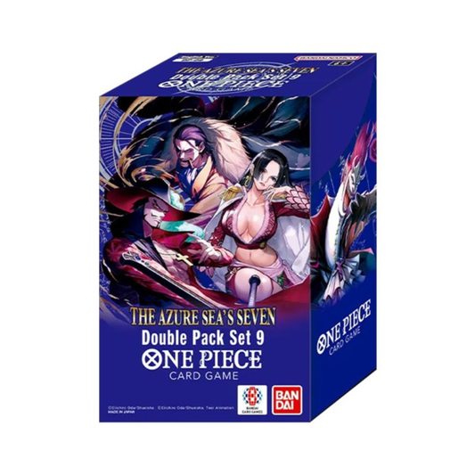 The One Piece Card Game Double Pack Set Vol. 9 [DP-09] packaging featuring the Seven Warlords of the Sea and the inclusive DON!! card promo.