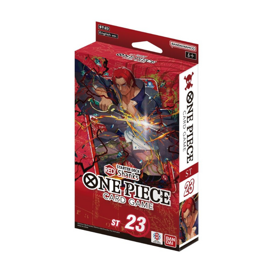 One Piece Card Game ST-23 Starter Deck Display box featuring Red-Haired Shanks leader card design