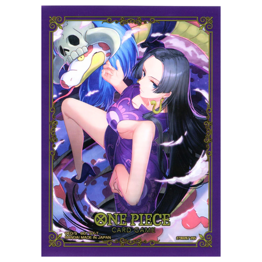 One Piece Card Game Official Sleeves Set 11 pack featuring character artwork of Kuzan, Zoro, Rosinante or Boa Hancock — 70 sleeves per pack