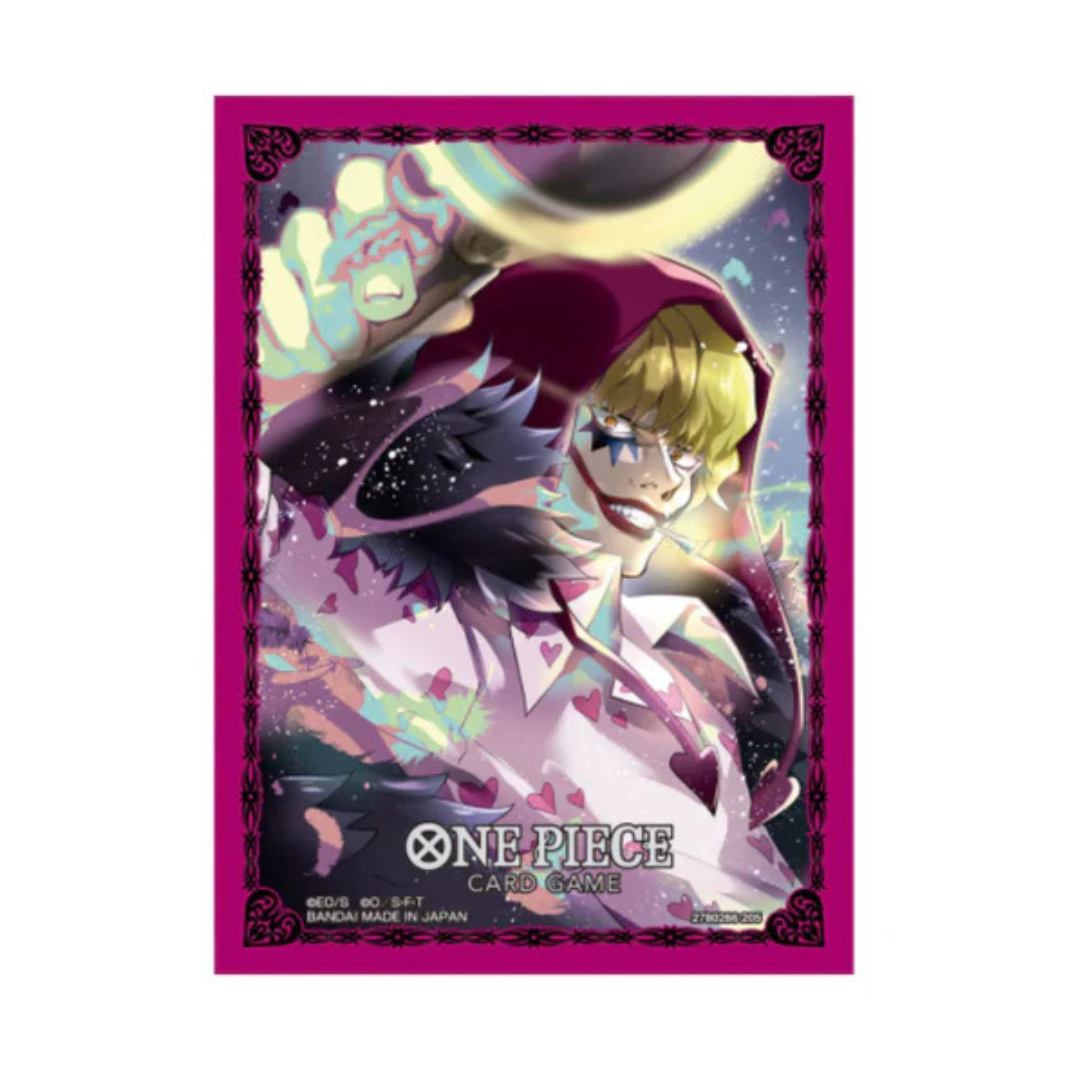 One Piece Card Game Official Sleeves Set 11 pack featuring character artwork of Kuzan, Zoro, Rosinante or Boa Hancock — 70 sleeves per pack
