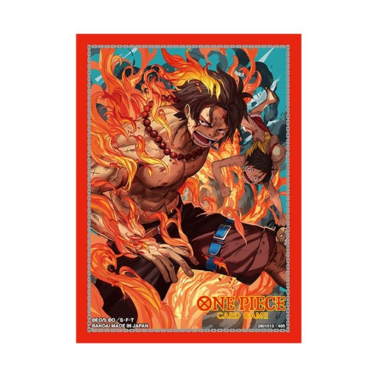 One Piece Card Game Limited Edition Vol 5 Portgas D Ace Official Sleeves featuring fiery pirate artwork