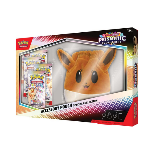 Pokémon TCG Prismatic Evolutions Accessory Pouch – Scarlet & Violet 8.5 themed zip storage for dice and game tools.
