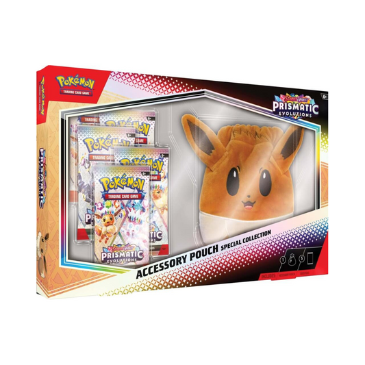 Pokémon TCG Prismatic Evolutions Accessory Pouch – Scarlet & Violet 8.5 themed zip storage for dice and game tools.