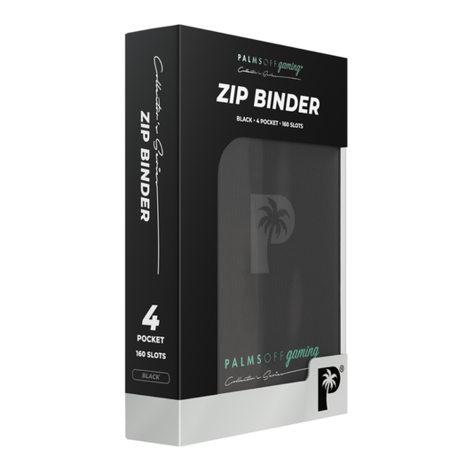 Palms off Gaming Zip Binder 4 pocket black packaging on a white background