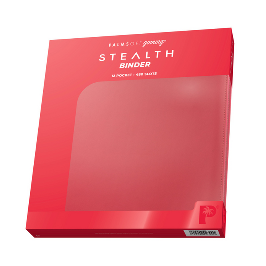 Palms Off Gaming STEALTH 12-Pocket Red Zip Trading Card Binder – holds up to 480 cards