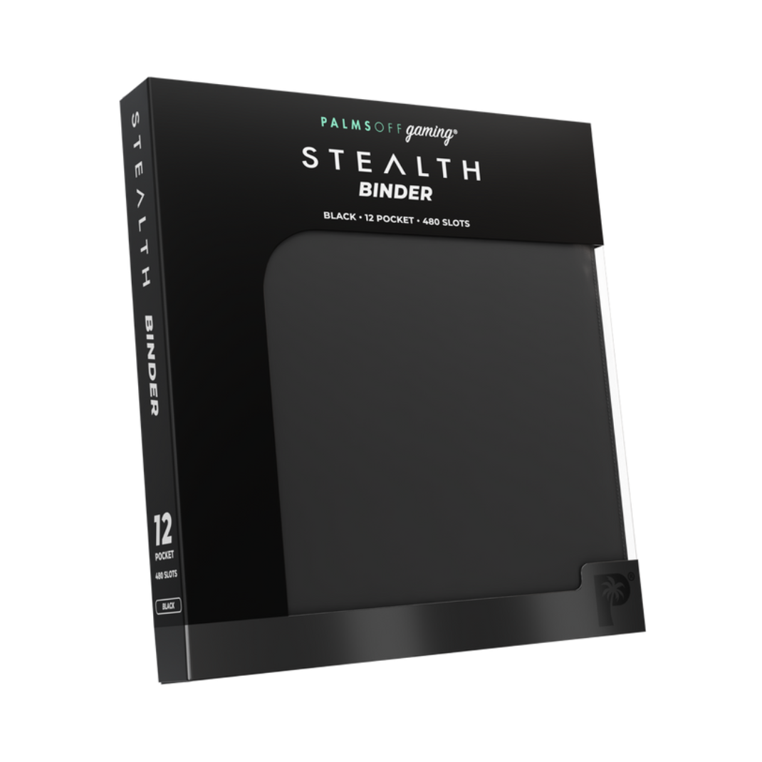 Black Stealth Binder packaging with 'Palms Off Gaming' branding on a white background