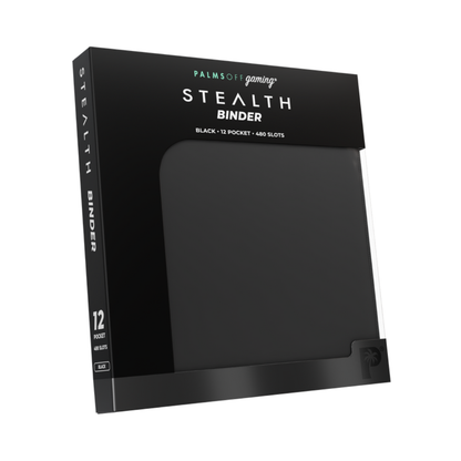 Black Stealth Binder packaging with 'Palms Off Gaming' branding on a white background