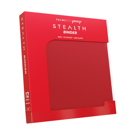 Palms Off Gaming STEALTH 12-Pocket Red Zip Trading Card Binder – holds up to 480 cards