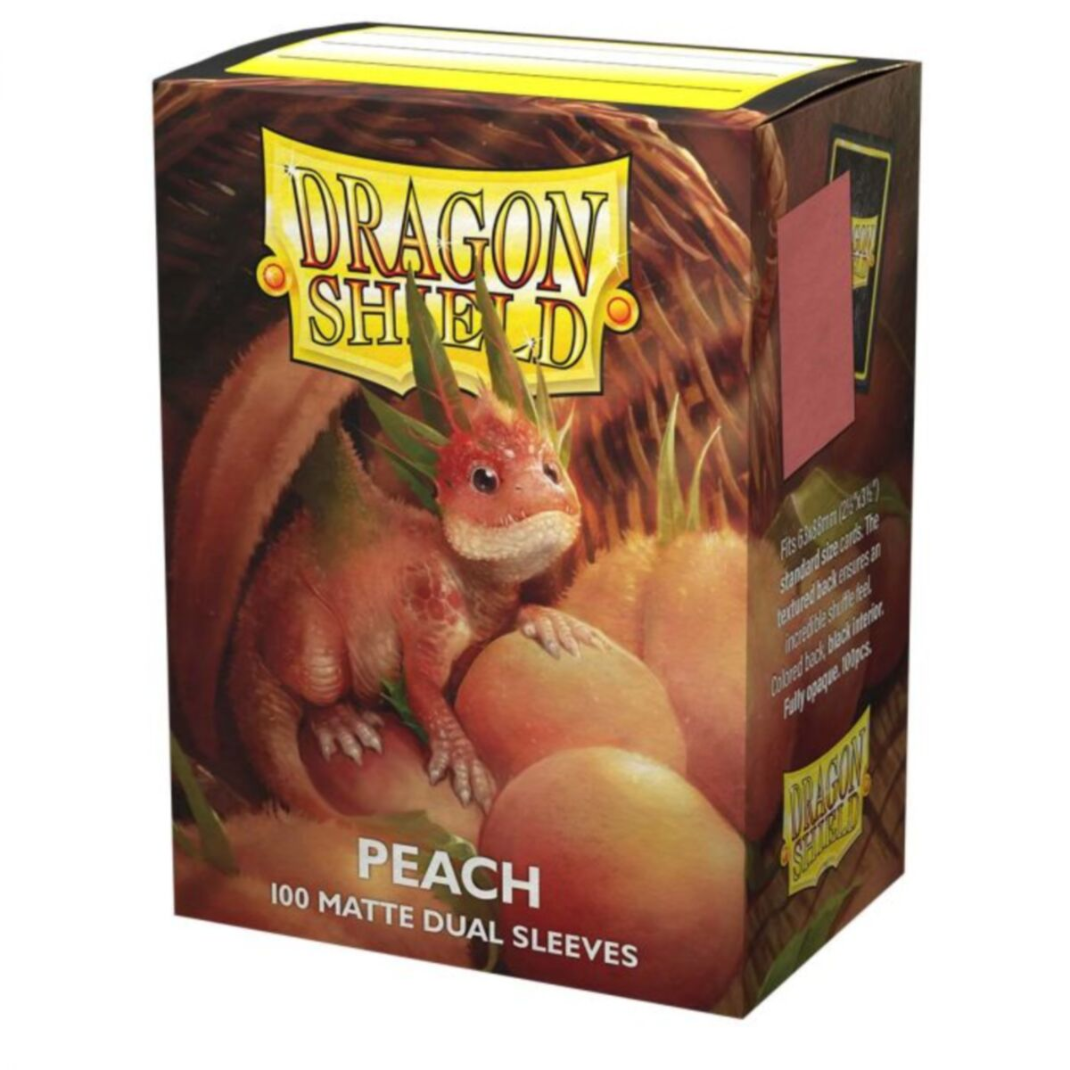 Dragon Shield Matte Dual Sleeves Peach Piip 100ct standard size 63x88mm black interior PVC-free archival safe - Hobby Collectors Australia