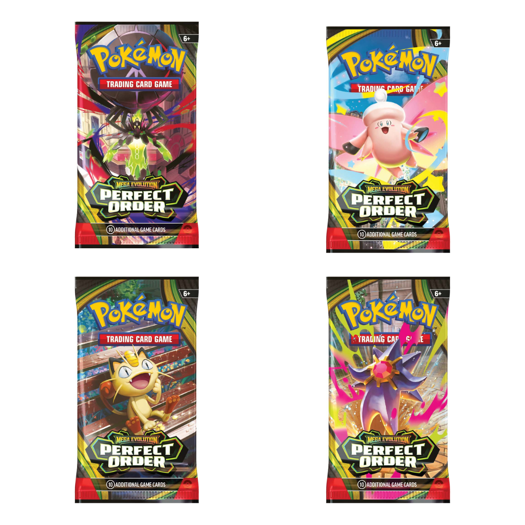 The Pokémon TCG Mega Evolution—Perfect Order Booster Display Box [ME03] featuring Mega Zygarde ex artwork and 36 factory-sealed booster packs.