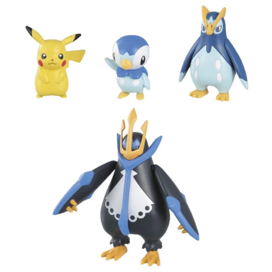 Bandai Pokemon Empoleon Evolution Set model kit Piplup Prinplup Empoleon Pikachu articulated wings snap-fit Sinnoh - Hobby Collectors Australia