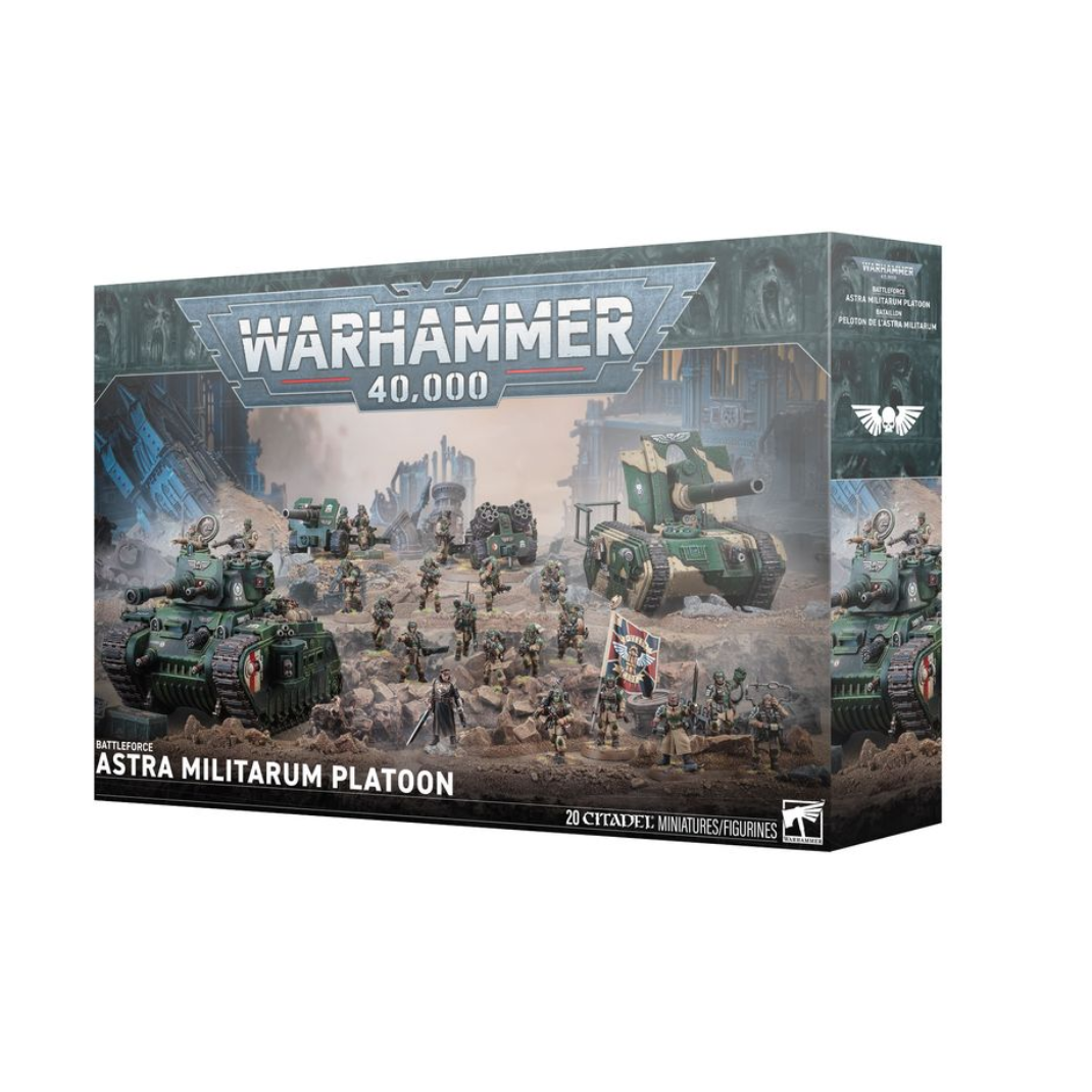 Warhammer 40000 Battleforce Astra Militarum Platoon 20 miniatures Rogal Dorn Battle Tank Basilisk Cadian Shock Troops Commissar army box set