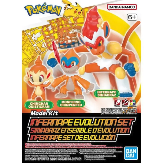 Bandai Pokemon Infernape Evolution Set model kit Chimchar Monferno Infernape Pikachu articulated snap-fit Sinnoh Fire starter - Hobby Collectors Australia