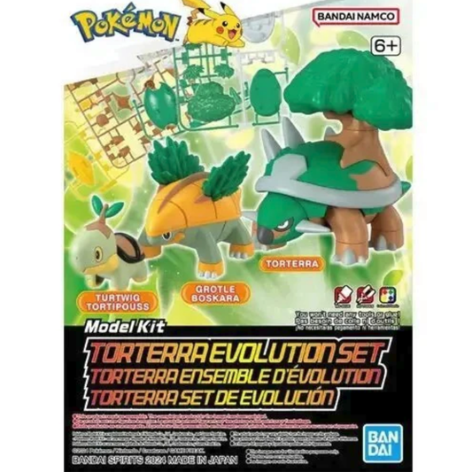 Bandai Pokemon Torterra Evolution Set model kit Turtwig Grotle Torterra Pikachu articulated snap-fit Sinnoh Grass starter - Hobby Collectors Australia