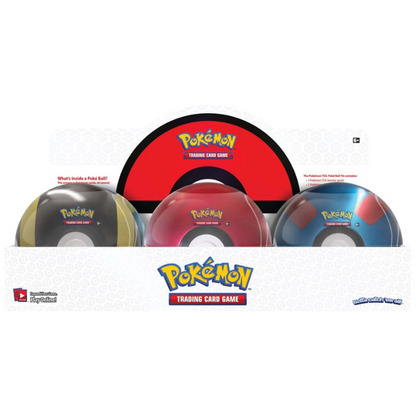 Pokémon TCG: Best of Poké Ball Tin featuring Poké Ball, Great Ball, and Ultra Ball designs.